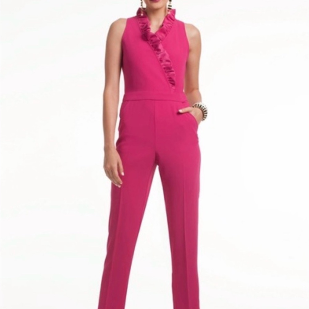 Trina Turk Vibrant Pink Ruffle Jumpsuit